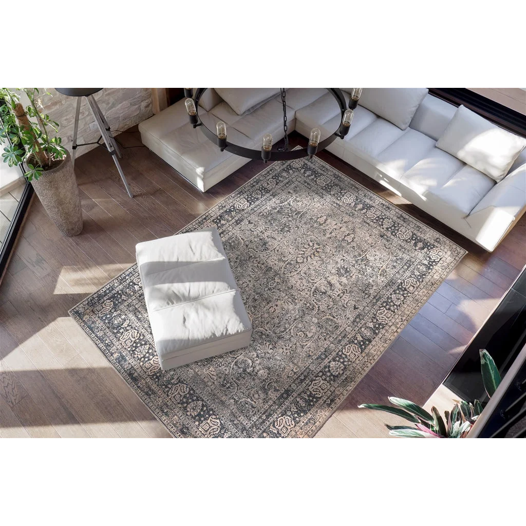 Tapis rectangulaire Faye 900 Multi / Schwarz 150x230cm avec motif traditionnel gris et crème