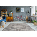 Tapis oriental rectangulaire gris et beige avec motif vieilli doux 120x170 cm