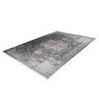 Tapis oriental rectangulaire gris effet vieilli doux 120x170 cm avec motif abstrait délavé