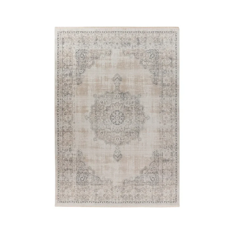 Tapis oriental rectangulaire en tissu gris à motif central