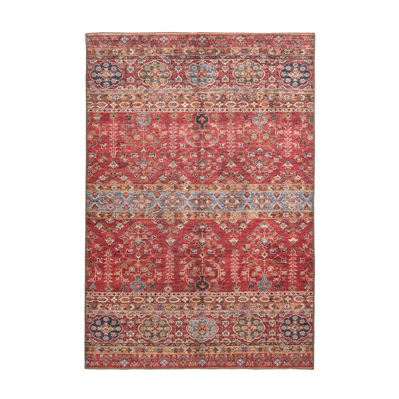 Tapis oriental rouge à motifs persans et effet vieilli – 110x180 cm