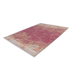 Tapis oriental rouge à motifs vieillis en polyester tissé ras 120x170 cm