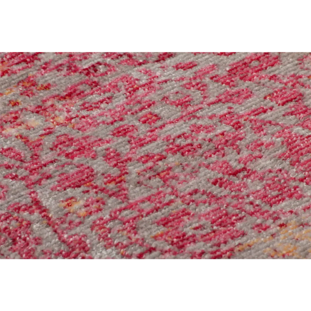 Tapis oriental rouge à motifs vieillis en polyester tissé ras 120x170 cm