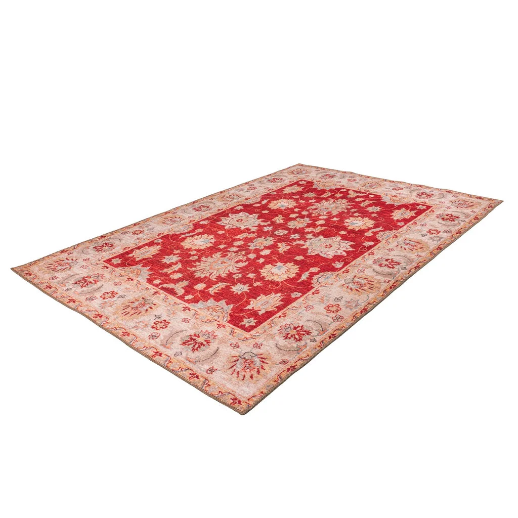 Tapis rectangulaire rouge et beige à motifs floraux Faye 600 Rot 230cm x 330cm