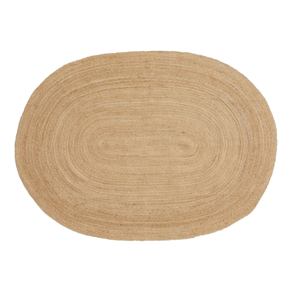 Tapis ovale en jute tressée couleur naturelle de 140x200 cm