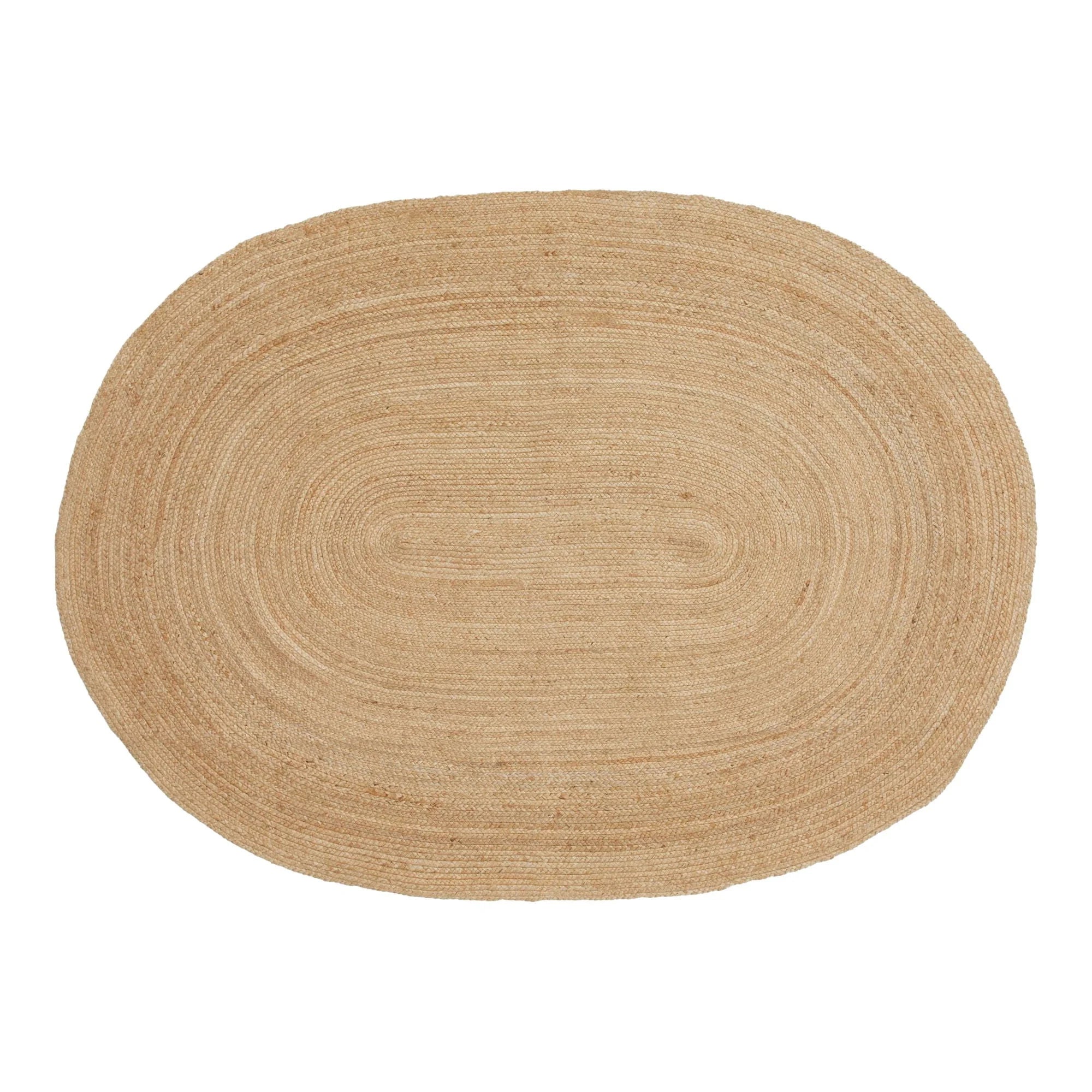 Tapis ovale en jute tressée couleur naturelle de 140x200 cm