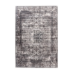 Tapis persan en laine gris taupe vieilli, motif traditionnel, 200x290 cm