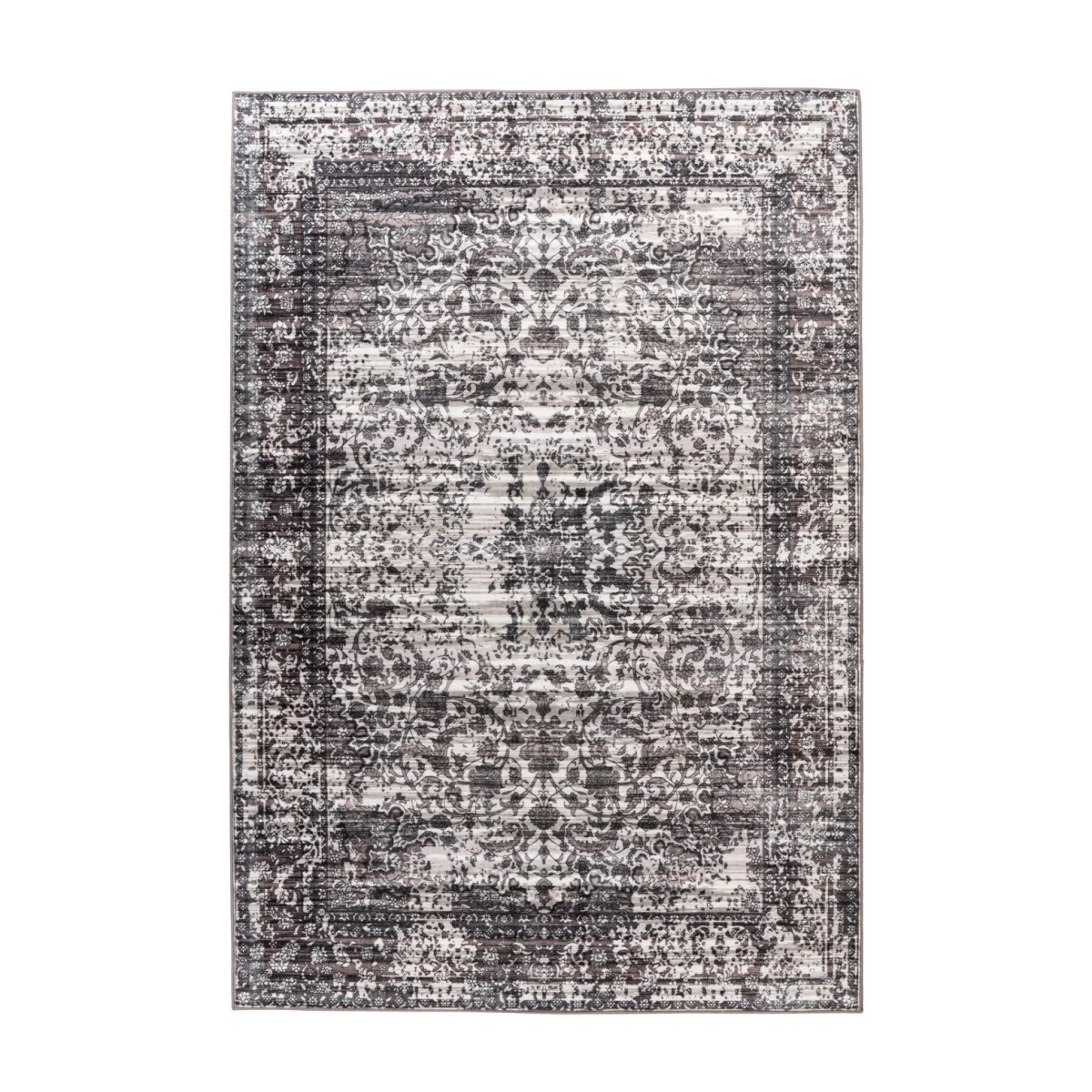 Tapis persan rectangulaire gris vieilli en laine courte 120x170 cm