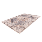 Tapis persan rectangulaire effet vieilli en coton gris taupe avec motif distressed