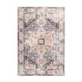 Tapis persan rectangulaire effet vieilli en coton gris taupe avec motif central medallion