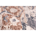 Tapis persan rectangulaire effet vieilli coton gris taupe avec motifs abstraits et géométriques