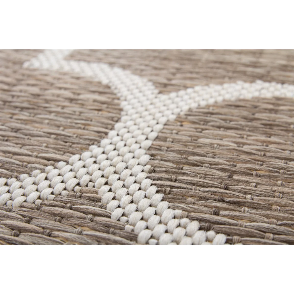 Tapis plat rectangulaire beige et taupe avec motif marocain géométrique 80x230 cm