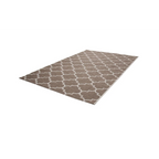 Tapis plat rectangulaire beige et taupe avec motif marocain blanc 80x230 cm