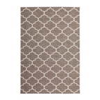 Tapis rectangulaire beige et taupe avec motif marocain et motif quatrefoil 80x230 cm
