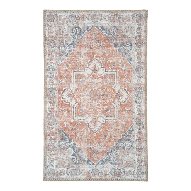 Tapis de porte persan en polyester orange et bleu 50x80 cm