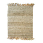 Tapis en raphia naturel 180x240 cm avec franges bohème, tissage en jute robuste