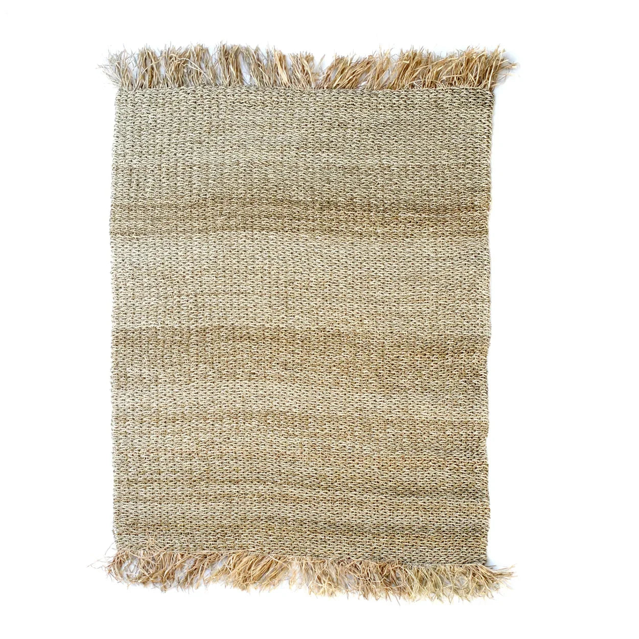 Tapis en raphia naturel 180x240 cm avec franges bohème, tissage en jute robuste