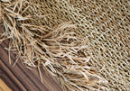 Tapis en raphia naturel 180x240 cm avec franges bohème, tapis en paille tissé