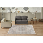 Tapis rectangulaire beige et gris avec motif orné en tissu doux 120x170 cm