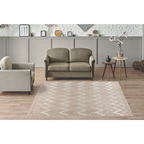 Canapé beige et fauteuil avec tapis Chevron en relief Bouclé 160x230 cm