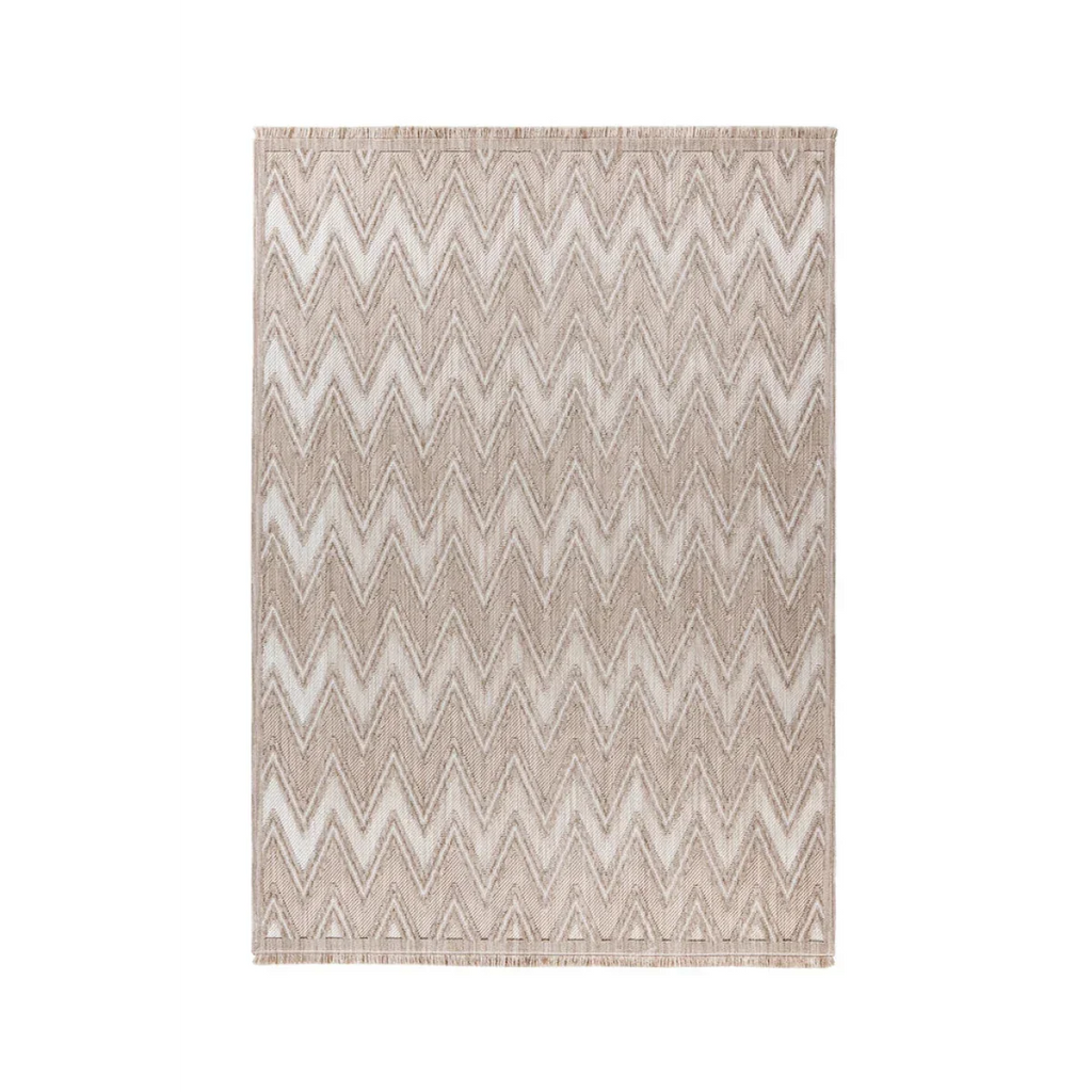 Tapis rectangulaire beige à motif chevron en relief bouclé 160x230 cm