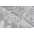 Tapis rectangulaire gris et blanc avec motifs floraux et géométriques en velours