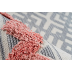 Coussin tufté rose et gris avec motif ethnique pour Tapis rectangulaire coton