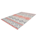 Tapis rectangulaire en coton avec motifs ethniques gris, corail, 160x230 cm