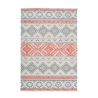 Tapis rectangulaire ethnique en coton gris, blanc et corail pink 160x230 cm