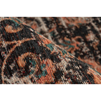Tapis rectangulaire à motifs persans vieillis noir, terracotta, orange et teal 200x290 cm