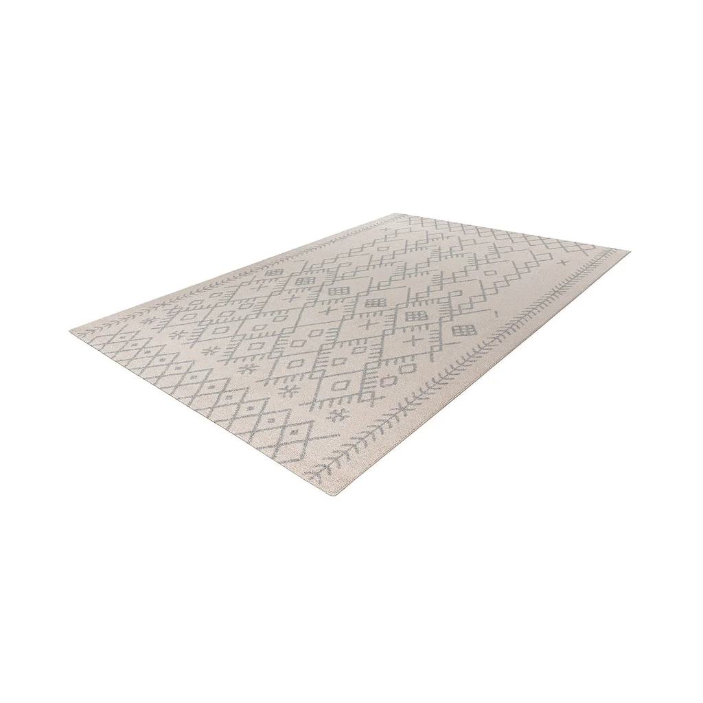 Tapis rectangulaire beige avec motifs géométriques modernes en gris clair 160x230 cm
