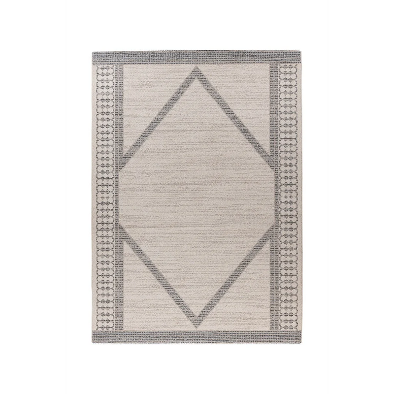 Tapis rectangulaire beige à motifs géométriques en tissage plat – 160x230 cm