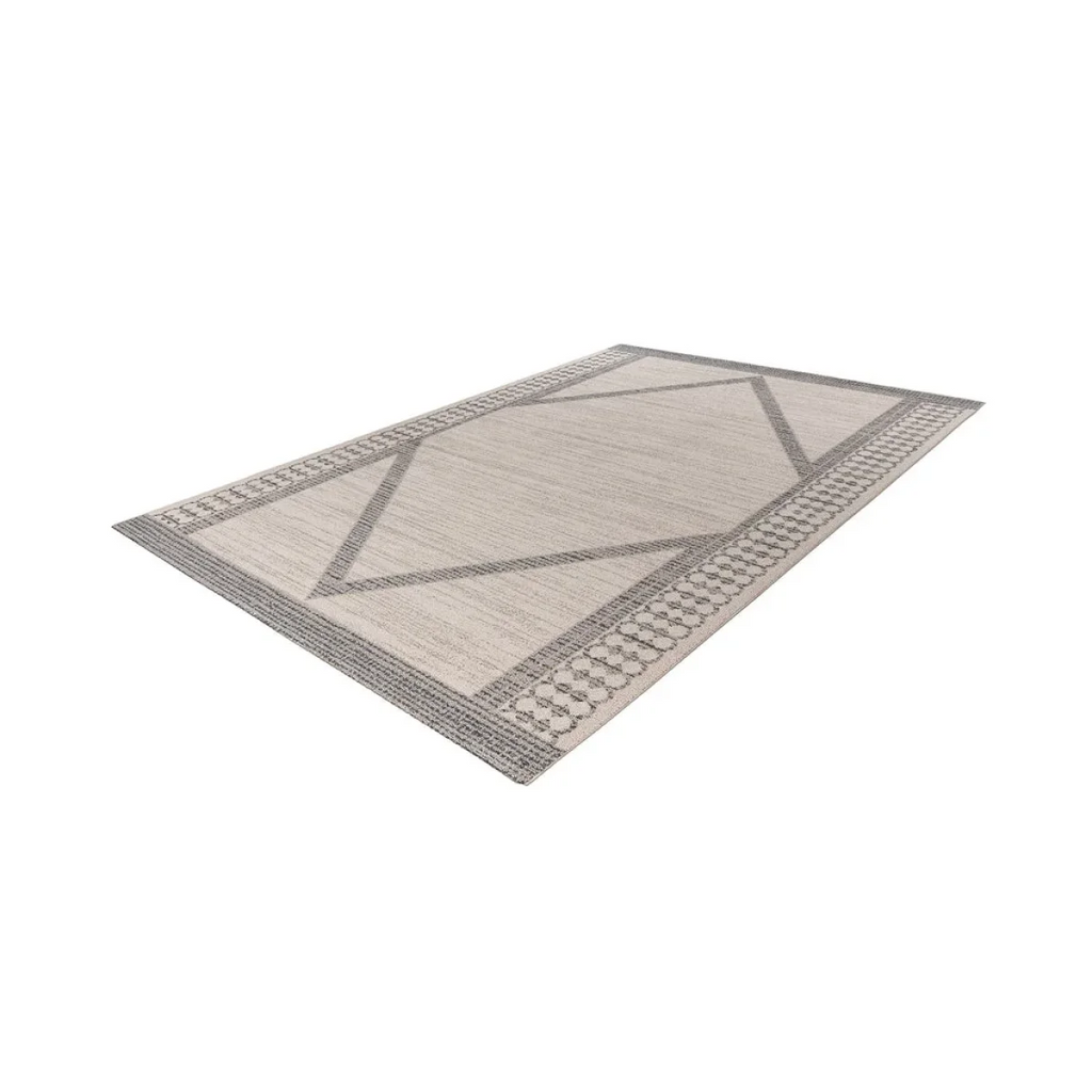 Tapis rectangulaire beige avec motifs géométriques en tissage plat 160x230 cm