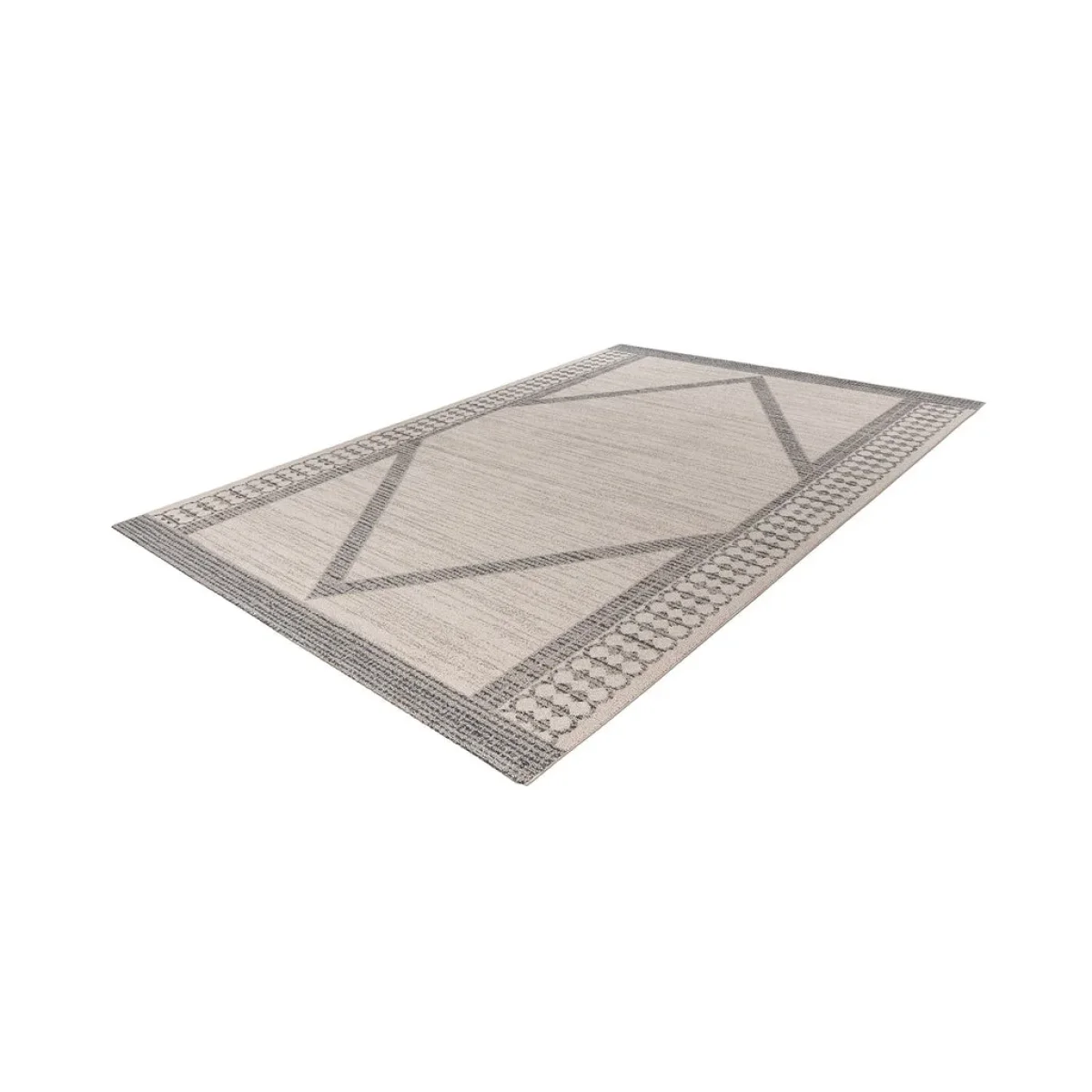 Tapis rectangulaire beige avec motifs géométriques en tissage plat 160x230 cm