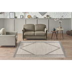 Tapis rectangulaire beige avec motifs géométriques en tissage plat 160x230 cm