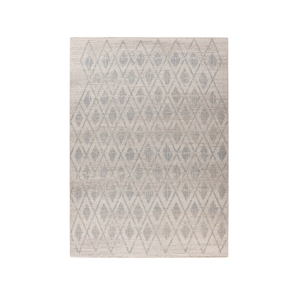 Tapis rectangulaire beige avec motifs losanges gris 120x170 cm