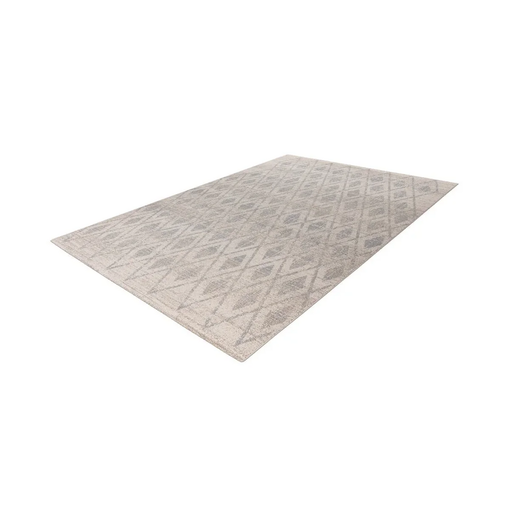 Tapis rectangulaire beige avec motifs losanges gris 120x170 cm
