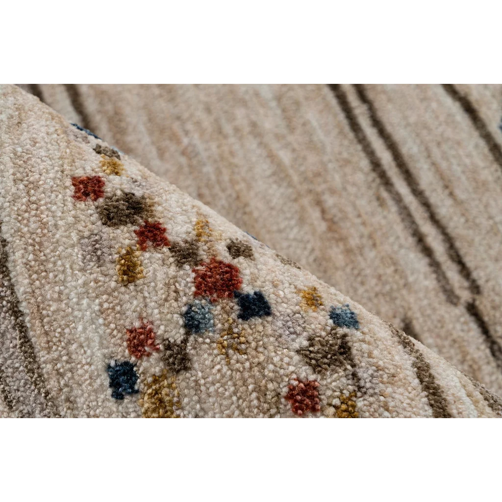 Tapis rectangulaire beige avec motifs graphiques ethniques 120x170 cm