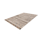 Tapis rectangulaire beige avec motifs graphiques ethniques et rayures colorées 120x170 cm