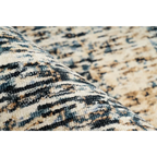 Zoom sur un tapis rectangulaire chiné crème et bleu en viscose 80x150 cm