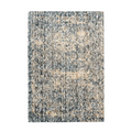 Tapis rectangulaire chiné crème et bleu en viscose avec motif abstrait distressed