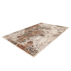 Tapis rectangulaire écru à motifs orientaux patinés, distressed look, 80x150 cm
