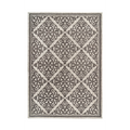 Tapis rectangulaire écru et gris avec motif damassé et bord sombre