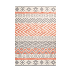 Tapis rectangulaire ethnique gris et abricot en coton 120x170 cm avec motif tribal