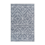 Tapis rectangulaire gris avec motif géométrique blanc et franges 120x180 cm
