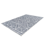 Tapis rectangulaire gris à motif géométrique avec franges 120x180 cm