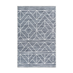 Tapis rectangulaire gris avec motif géométrique blanc et franges 120x180 cm