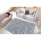 Tapis rectangulaire gris à motif géométrique et franges 120x180 cm
