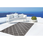 Tapis rectangulaire gris à motif marocain tissé 80x230 cm extérieur
