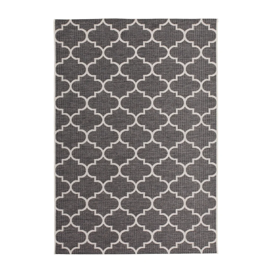 Tapis rectangulaire gris avec motif marocain blanc 80x230 cm